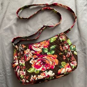 Vera Bradley floral quilted crossbody bag | brown and pink